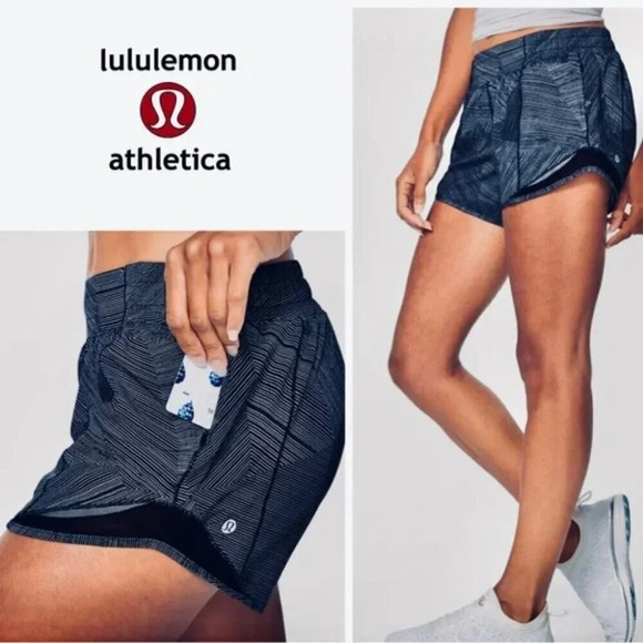 Lululemon Hotty Hot Short II 4" Etch Hail Midnight Navy Size 8 Tall - Picture 1 of 9